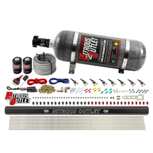 Load image into Gallery viewer, 8 Cylinder 2 Solenoid Direct Port System With Single Injection Rail - .122 Nitrous/.310 Fuel - 90° Discharge Nozzles (12lb Bottle)