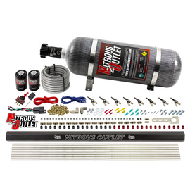 8 Cylinder Direct Port System With Single Injection Rail - .122 Nitrous/.310 Fuel - 90° Discharge Nozzles - 45-55 PSI E85 (12lb Bottle)