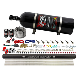 8 Cylinder Direct Port System With Single Injection Rail - .122 Nitrous/.310 Fuel - 90° Discharge Nozzles - 45-55 PSI E85 (15lb Bottle)