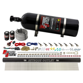 8 Cylinder Direct Port System With Single Injection Rail - .122 Nitrous/.310 Fuel - 90° Discharge Nozzles - 45-55 PSI - Gas (15lb Bottle)