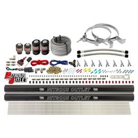 8 Cylinder Single Stage Direct Port Nitrous System with Injection Rails - Alcohol - .112 Nitrous/.177 Fuel - Straight Blow Through Nozzles (No Bottle)