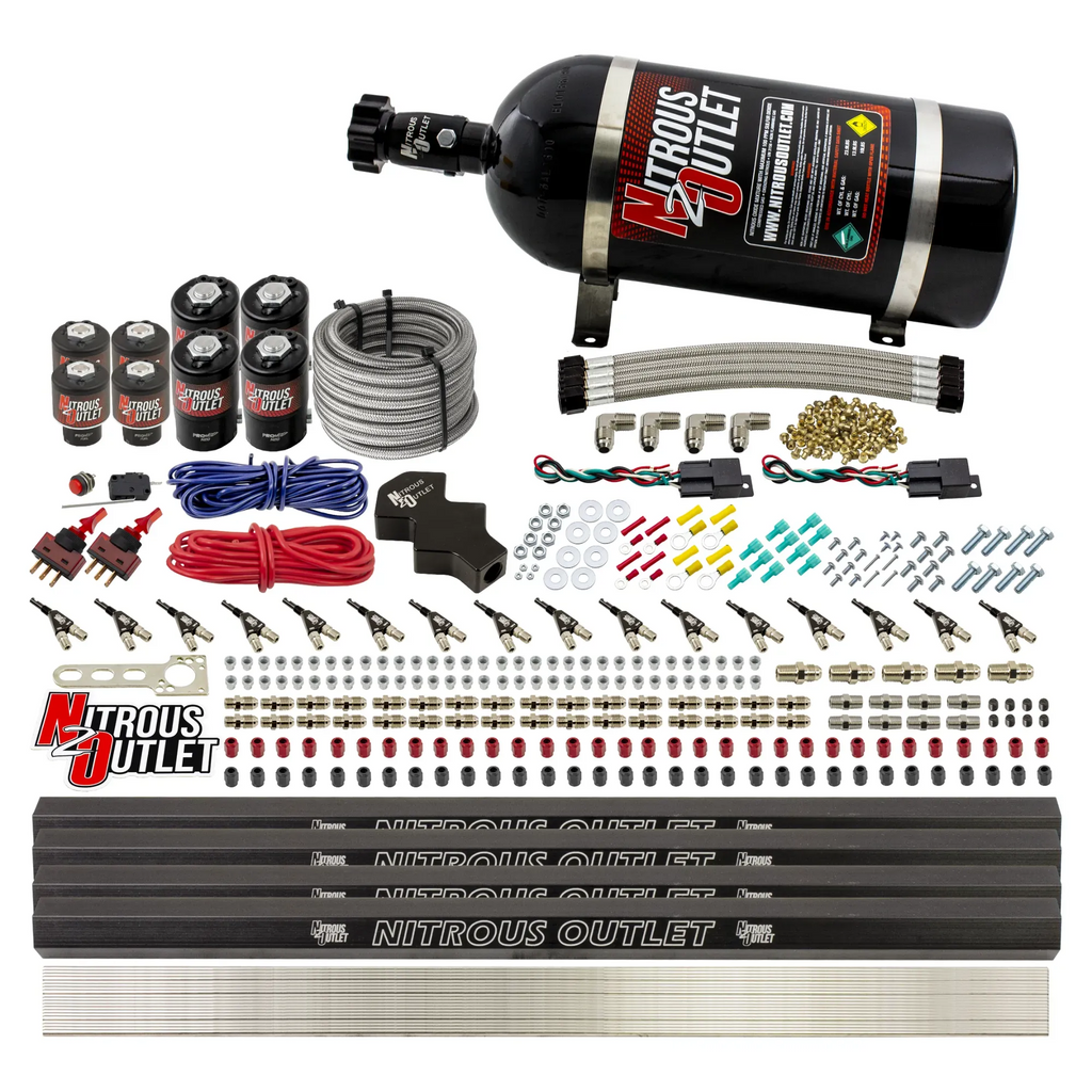 8 Cylinder Dual Stage Direct Port Nitrous System with Injection Rails - E85 - .112 Nitrous/ .177 Fuel (10lb Bottle)