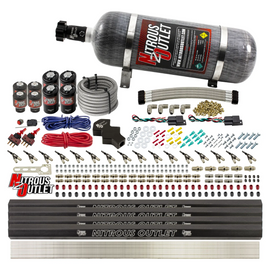 8 Cylinder Dual Stage Direct Port Nitrous System with Injection Rails - E85 - .112 Nitrous/ .177 Fuel (12lb Bottle)