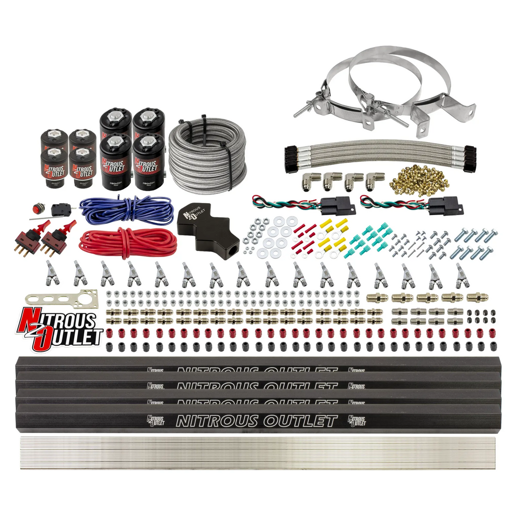 8 Cylinder Dual Stage Direct Port Nitrous System with Injection Rails - E85 - .112 Nitrous/.177 Fuel - Straight Blow Through Nozzles (No Bottle)