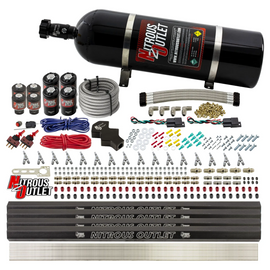 8 Cylinder Dual Stage Direct Port Nitrous System with Injection Rails - E85 - .112 Nitrous/.177 Fuel - Straight Blow Through Nozzles (15lb Bottle)