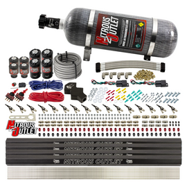 8 Cylinder Dual Stage Direct Port Nitrous System with Injection Rails - Gas - .112 Nitrous/ .177 Fuel (12lb Bottle)