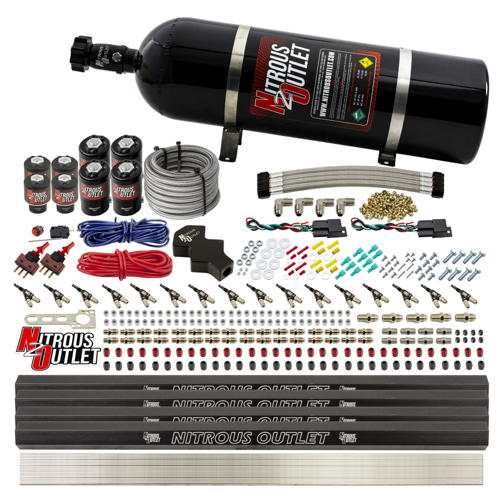 8 Cylinder Dual Stage Direct Port Nitrous System with Injection Rails - Gas - .112 Nitrous/ .177 Fuel (15lb Bottle)