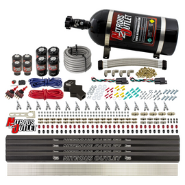 8 Cylinder Dual Stage Direct Port Nitrous System with Injection Rails - Gas - .112 Nitrous/.177 Fuel - Straight Blow Through Nozzles (10lb Bottle)