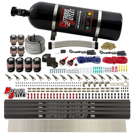 8 Cylinder Dual Stage Direct Port Nitrous System with Injection Rails - E85 - .112 Nitrous/ .177 Fuel - 45-55 PSI (15lb Bottle)