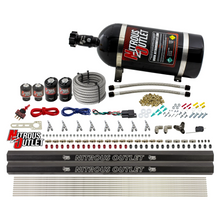 Load image into Gallery viewer, 8 Cylinder Single Stage Direct Port Nitrous System with Injection Rails - E85 - .112 Nitrous/.177 Fuel - 45-55 PSI - Straight Blow Through Nozzles (10lb Bottle)