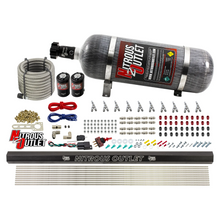 Load image into Gallery viewer, 10 Cylinder Wet Direct Port System With Single Injection Rail - Alcohol - .122&quot; Nitrous/.310&quot; Fuel - Straight Blow Through Aluminum Nozzles (12lb Bottle)