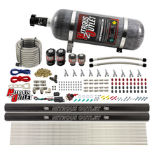 Load image into Gallery viewer, 10 Cylinder Wet Direct Port System With Dual Injection Rails - E85 - Two .122&quot; Nitrous/Two .310&quot; Fuel - Straight Blow Through Aluminum Nozzles (10lb Bottle)