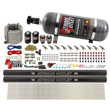 Load image into Gallery viewer, 10 Cylinder Wet Direct Port System With Dual Injection Rails - Gas - Two .122&quot; Nitrous/Two .310&quot; Fuel - 90° Aluminum Nozzles (12lb Bottle)