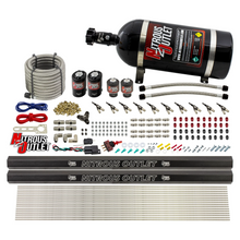 Load image into Gallery viewer, 10 Cylinder Wet Direct Port System With Dual Injection Rails - E85 - Two .122&quot; Nitrous/Two .310&quot; Fuel - 45-55 PSI - 90° Aluminum Nozzles (10lb Bottle)