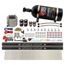 Load image into Gallery viewer, 10 Cylinder Wet Direct Port System With Dual Injection Rails - E85 - Two .122&quot; Nitrous/Two .310&quot; Fuel - 45-55 PSI - Straight Blow Through Aluminum Nozzles (10lb Bottle)