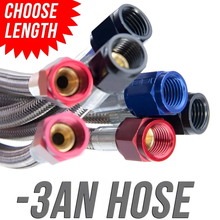 Load image into Gallery viewer, 3an Stainless Steel Braided Hose (Red Fitting)