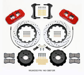 Wilwood AERO6 Front Hat Kit 15.00 Drilled Red 15-23 Mustang w/Lines