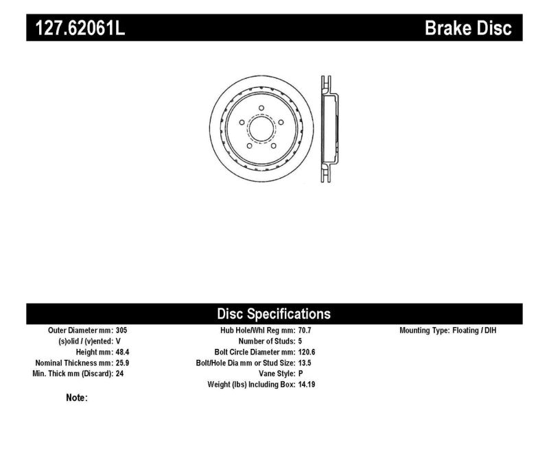 StopTech 97-10 Chevy Corvette Slotted & Drilled Rear Left Rotor