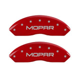 MGP Front set 2 Caliper Covers Engraved Front MOPAR Red finish silver ch