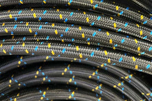 Load image into Gallery viewer, GReddy AN06 REUSABLE HOSE NYLON BRAIDED BLACK/GOLD/BLUE (PRICE PER FOOT)