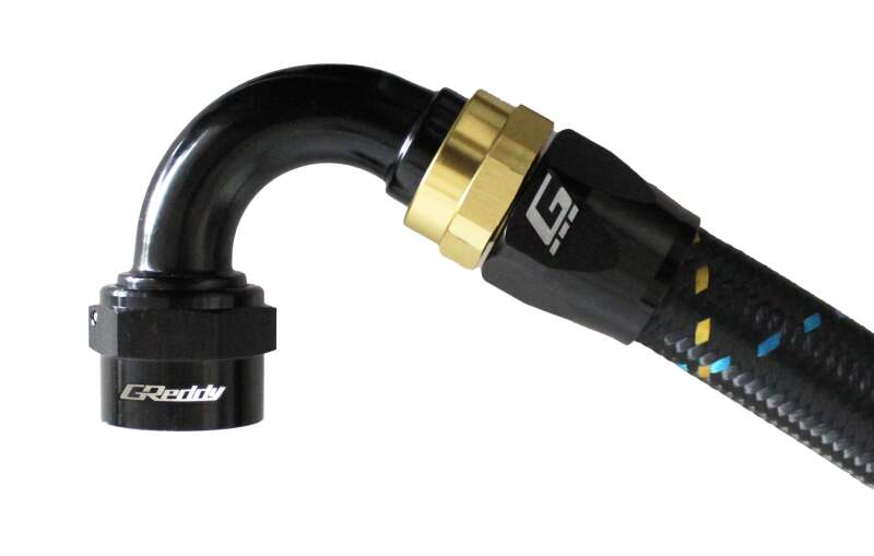 GReddy AN12 120 DEGREE HOSE END SWIVEL BLACK/GOLD ANODIZED