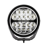 Go Rhino Xplor Blackout Series Round LED Driving Light w/DRL (Surface/Threaded Stud Mnt) 7in. - Blk