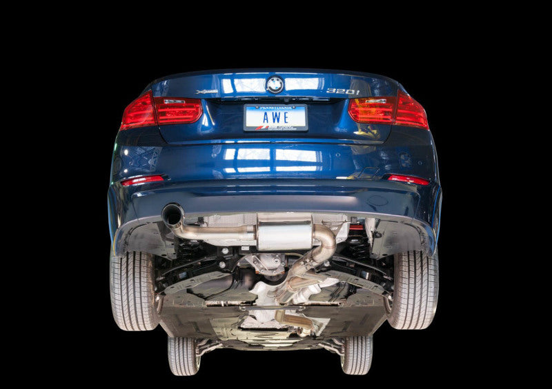 AWE Tuning 13-18 BMW 320i (F30) Touring Edition Exhaust w/ Perfomance Mid Pipe - Diamond Black Tips