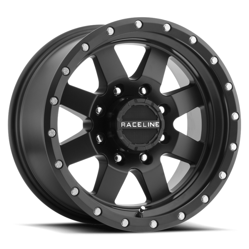 Raceline 935B Defender 16x8in / 8x165.1 BP / 0mm Offset / 130.81mm Bore - Satin Black Wheel