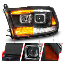 Load image into Gallery viewer, ANZO 09-18 Dodge Ram 1500/2500/3500 Proj HL Headlights Switchback + Sequential - Black Amber