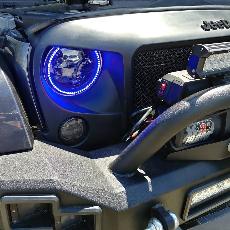 Oracle 7in High Powered LED Headlights - Black Bezel - ColorSHIFT 2.0 NO RETURNS