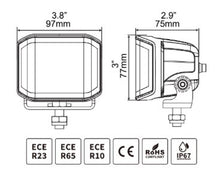 Load image into Gallery viewer, Go Rhino Xplor Blackout Combo Series Cube Sideline LED Flood Lights w/Amber 4x3 - Blk (Pair)