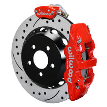 Load image into Gallery viewer, Wilwood kit rear AERO4 C7 vette front spindle 14.00X 1.10 rotor GT SRP red