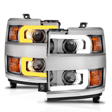 Load image into Gallery viewer, ANZO Projector Headlights 15-17 Chevrolet Silverado 2500HD / 3500HD Chrome w/ Chrome Rim