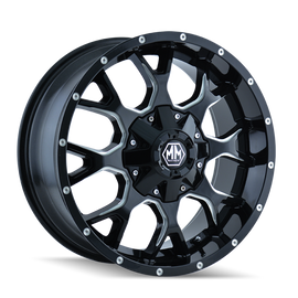 Mayhem 8015 Warrior 20x9 / 8x165.1 BP / 0mm Offset / 130.8mm Hub Black w/ Milled Spokes Wheel