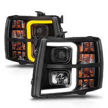 Load image into Gallery viewer, ANZO 2007-2013 Chevrolet Silverado 1500 Projector w/ Light Bar Black Housing w/ Sequential