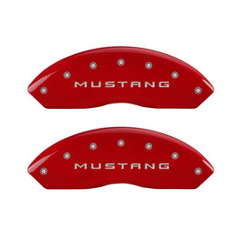 MGP 4 Caliper Covers Engraved Front Mustang Engraved Rear GT Red finish silver ch