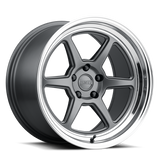 Kansei K14G Roku 18x8.5in / 5x120 BP / 35mm Offset / 72.56mm  Bore - Grey and Machined Lip