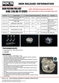 HKS 23-24 Toyota GR Corolla G16E BCD Piston Kit