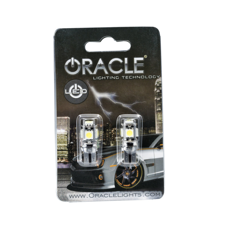 Oracle T10 5 LED 3 Chip SMD Bulbs (Pair) - Cool White NO RETURNS