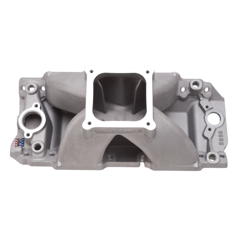 Edelbrock Manifold BBC Short Deck Super Victor 565 Conventional Rect Port Heads