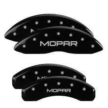 Load image into Gallery viewer, MGP 4 Caliper Covers Engraved F&amp;R 11-18 Jeep Grand Cherokee Black Finish Silver Mopar Logo