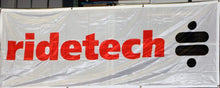 Load image into Gallery viewer, Ridetech Banner - White w/ Red &amp; Black Ridetech Logo (3ft x 8ft)