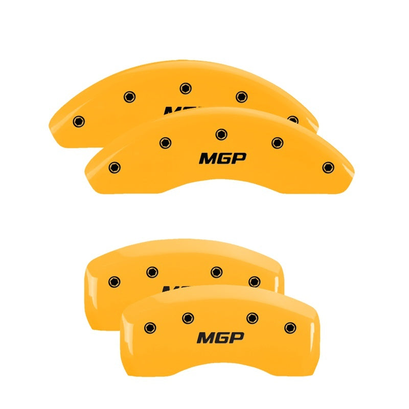 MGP 4 Caliper Covers Engraved Front & Rear MGP Yellow Finish Black Char 2019 Chevrolet Bolt EV