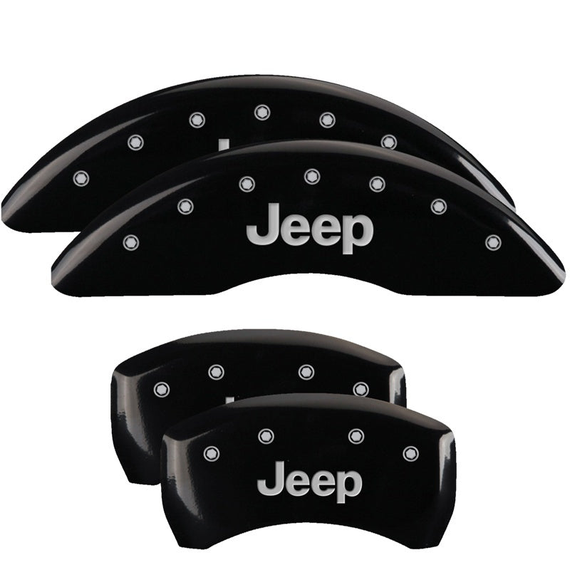 MGP 4 Caliper Covers Engraved Front & Rear JEEP Black finish silver ch