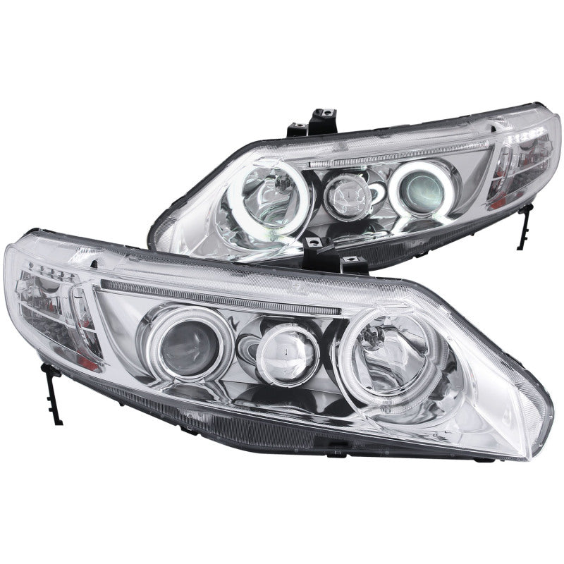 ANZO 2006-2011 Honda Civic Projector Headlights w/ Halo Chrome (CCFL)