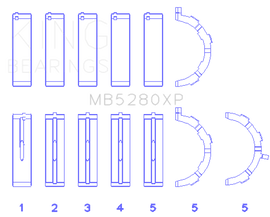 King Engine Bearings Ford Prod. V8 4.6L/5.4L (Size STD) Performance Main Bearing Set - Size STD