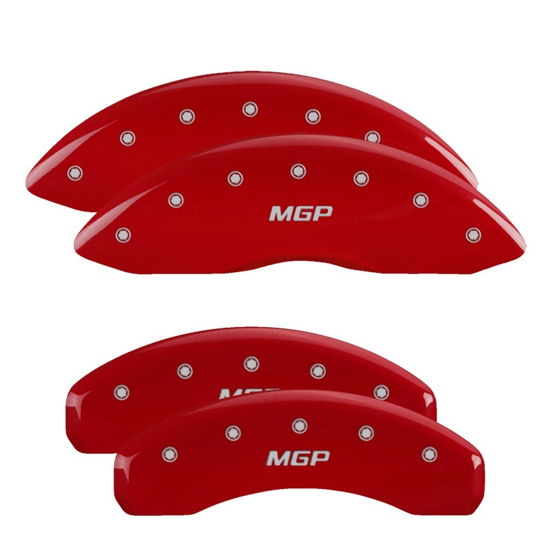 MGP 4 Caliper Covers Engraved Front & Rear MGP Red Finish Silver Characters 2016 Chevrolet SS