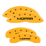 MGP 4 Caliper Covers Engraved Front & Rear 11-18 Jeep Grand Cherokee Yellow Finish Black Mopar Logo