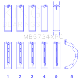 King Engine Bearings Ford 302 Cid Coyote (Size +0.25mm) Main Bearing Set