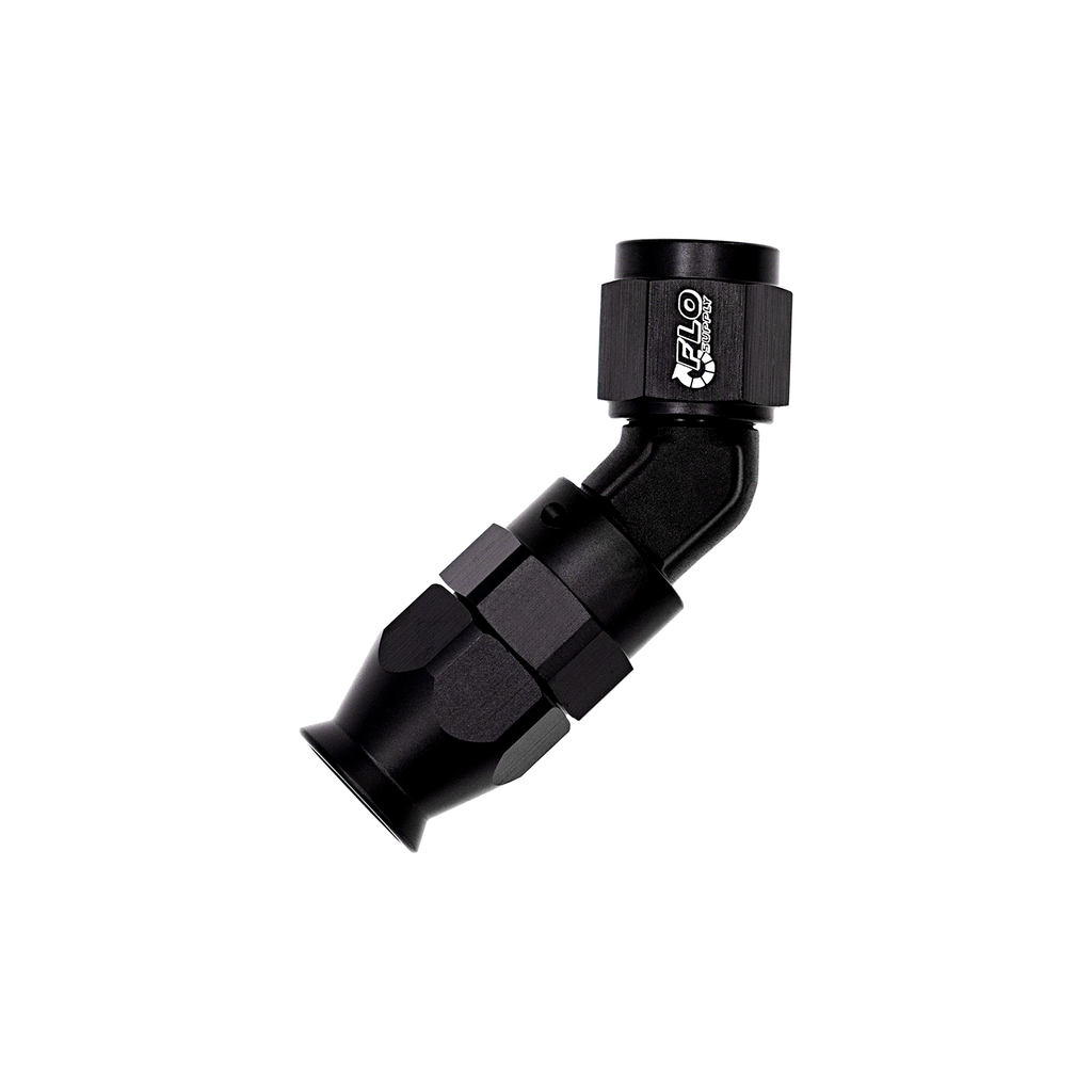 Flo Supply 4AN PTFE 45 Degree Swivel Forged Hose End